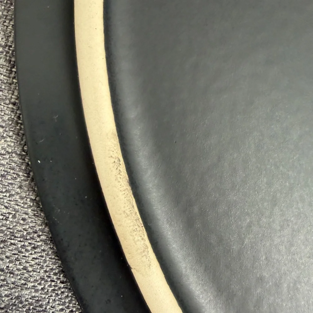 Williams-Sonoma Black Slate Stoneware Round Cheese Platter Blue Brie Wine 13”